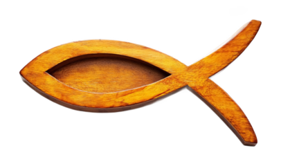 Christian Fish Symbol (Ichthys) for Religious Significance - Isolated on White Background