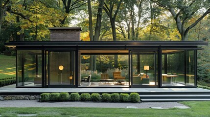 Obraz premium Exterior structure with foliage and muted colors