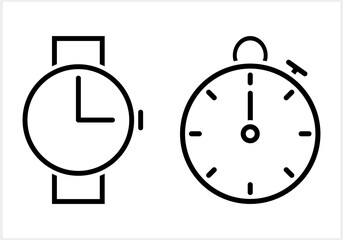Stopwatch  and watch icon. Set clipart. Clock. Vector stock illustration