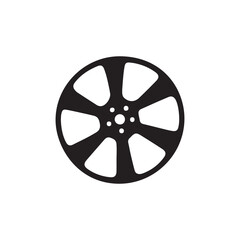 Fototapeta premium old film reel.Classic Film Reel Icon.A simple, black and white graphic of a film reel.