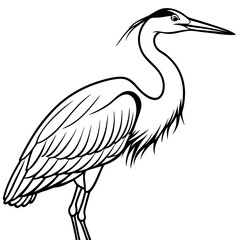 Minimal Great Blue Heron Vector Illustration on White Background