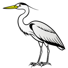Minimal Great Blue Heron Vector Illustration on White Background