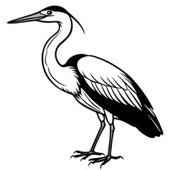 Minimal Great Blue Heron Vector Illustration on White Background