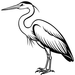 Minimal Great Blue Heron Vector Illustration on White Background