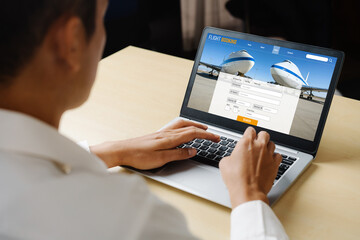 Online flight booking website provide modish reservation system . Travel technology concept .
