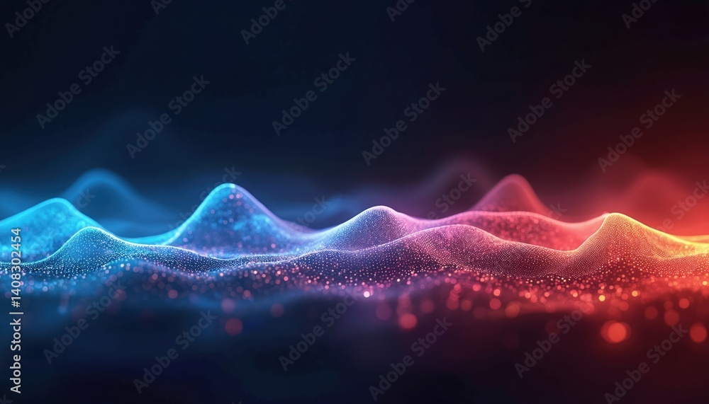 Poster abstract sound wave illustration. neon colored digital music bar for tech concept. frequency equaliz
