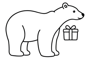 polar bear vector illustration with Christmas gift box