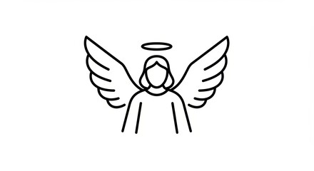 Angel illustration with wings and halo in minimalist style  