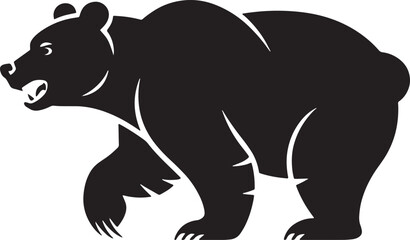 Black Bear Silhouette Illustration Aggressive Stance Forest Animal Wildlife Nature Design