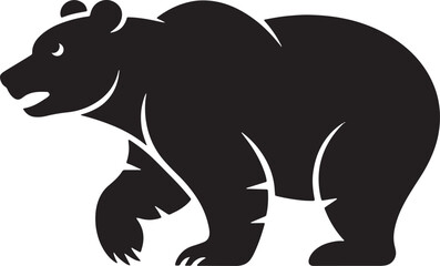 Black Bear Walking Silhouette Vector Illustration In Simple And Modern Graphic Style
