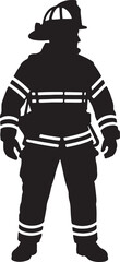 Silhouette Of A Firefighter In Full Gear Standing Ready For Action