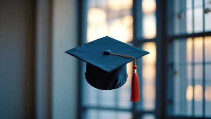 Rear view of university graduates wearing graduation gown and cap in the commencement day, Concept education congratulation