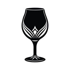 A black and white drawing of a glass with flowers on it
