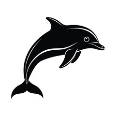 Black Elegant Dolphin Silhouette Vector Designs
