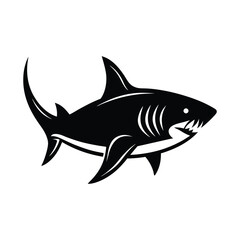 King of the Deep, The Shark silhouette design on a white background
