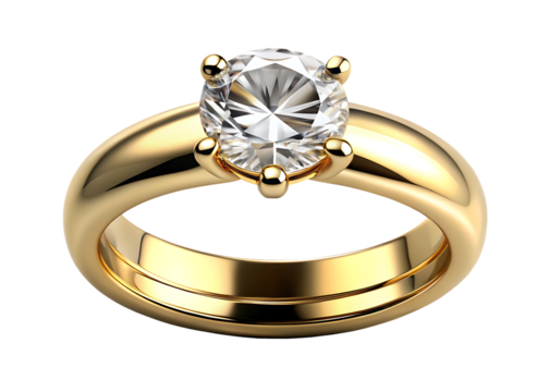 Wedding ring - gold, diamond isolated on white background   png