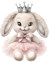 Cute bunny. Funny illustration of a rabbit In a dress Baby Hare