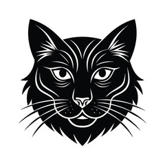 Cat head silhouette vector style with white background
