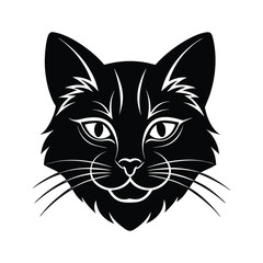 Cat head silhouette vector style with white background
