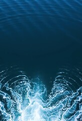 Obraz premium Serene lake water disturbed by a boat's wake, creating concentric ripples, image, wake