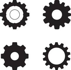 Set of silhouette flat design Gears in different designs and styles vector illustrations