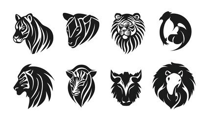 Deer and forest wolf graphic line art illustration images