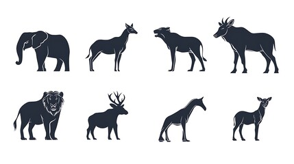 Fototapeta premium Deer wolf zebra elephant logo pack illustration images
