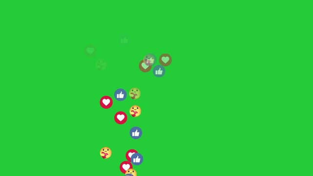 Floating animation of a love emoji icon for social media, isolated on a black background.