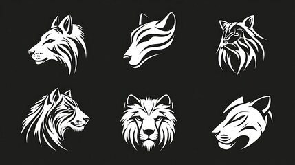 Hand drawn wilderness creature logo design set images