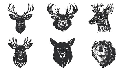 Fototapeta premium Wildlife animal logo design in black vector images