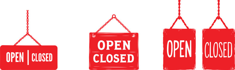Set of open and closed Signs for shops and businesses vector illustration