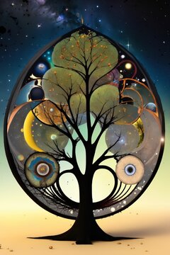 The tree's growth cycle mirrored the larger cosmic dance of creation and destruction. As the tree expanded, new dimensions bloomed around it, filled with echoes of the possibilities it embodied