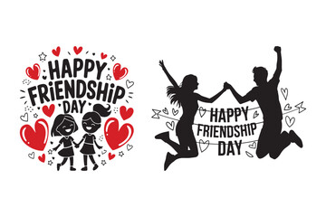 Obraz premium Happy friendship day typography t shirt design vector art illustration.