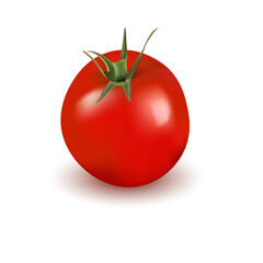 Fresh and ripe red tomatoes isolated on white background 