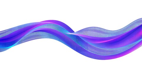 Abstract wave pattern featuring shades of purple blue and pink on a clean white background