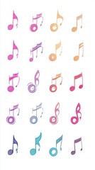 A collection of colorful and stylized musical notes.