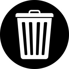 Trash Can Icon Transparent on Black Circle
Delete Symbol in Circle | White Bin on Black Background
Recycle Bin Icon | White Trash Can in Black Circle