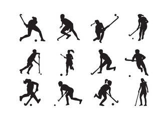 Field Hockey Player, Field Hockey Player vector bundle, Field Hockey Player clipart, Field Hockey Player silhouette.	