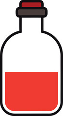 glass bottle with red label