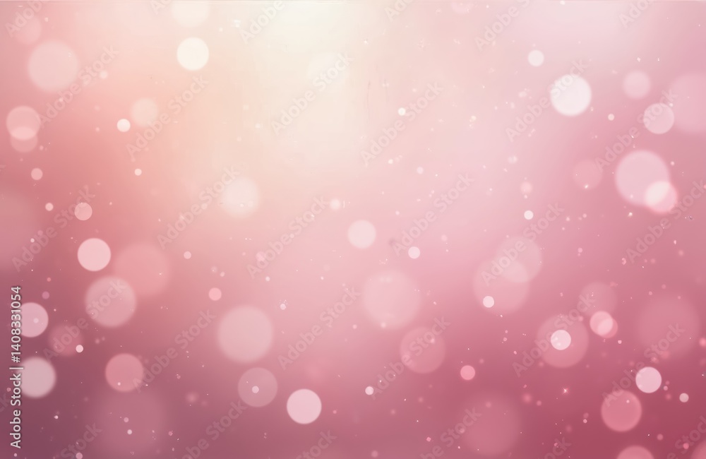 Poster pink blurred background with bokeh effect. light pink texture. bubbles, glowing particles, dots, sof