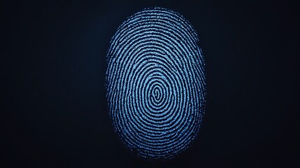 Blue Glowing Fingerprint on Black Background: Security, Identification, and Authentication Concept for Modern Technology and Access