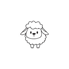 Cute cartoon sheep line icon