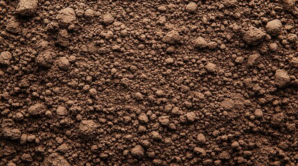 Brown Ground Texture: Close-up Perspective of Arid Soil and Dirt Clumps for Natural Backdrops and Textural Designs.