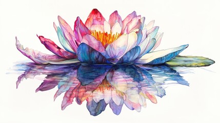 Obraz premium A beautiful artistic watercolor illustration of a water lily flower