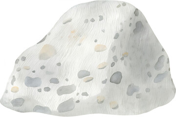 Watercolor rock with grey spots on a transparent background.
