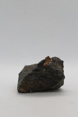 Pyrite in a rock isolated on a white background. natural silver pyrite gem on white background....