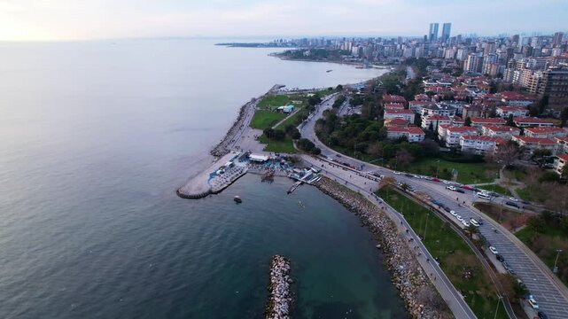 Suadiye District in Kadikoy. Istanbul, Turkey. Beautiful aerial view with drone shot.
