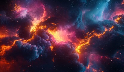 Cosmic Nebula: A Fiery Dance of Celestial Clouds