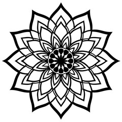Minimal Contrast Mandala Vector Illustration on White Background