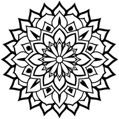 Minimal Contrast Mandala Vector Illustration on White Background